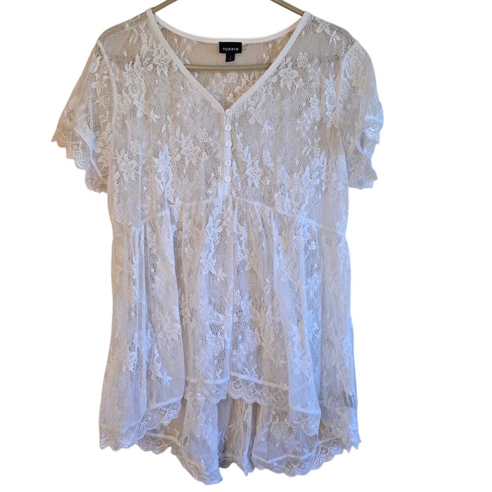 Torrid sheer lace blouse size 1x cottagecore coquette